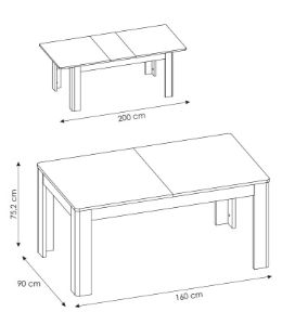 Obrazek Stół rozkładany Cortina 160-200 cm CNAT01
