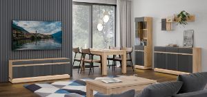 Obrazek Komoda dwudrzwiowa Milton ML02 z szufladami antracyt