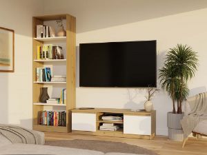 Obrazek Szafka RTV Tula 120 dąb artisan/biały