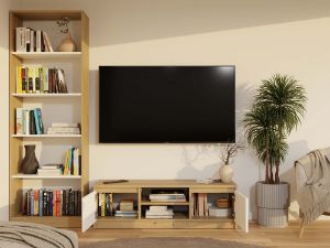 Obrazek Szafka RTV Tula 120 dąb artisan/biały