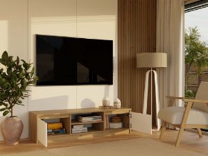 Obrazek Szafka RTV Tula 140 dąb artisan/biały