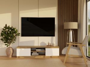 Obrazek Szafka RTV Tula 140 dąb artisan/biały