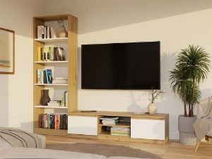 Obrazek Szafka RTV Tula 140 dąb artisan/biały