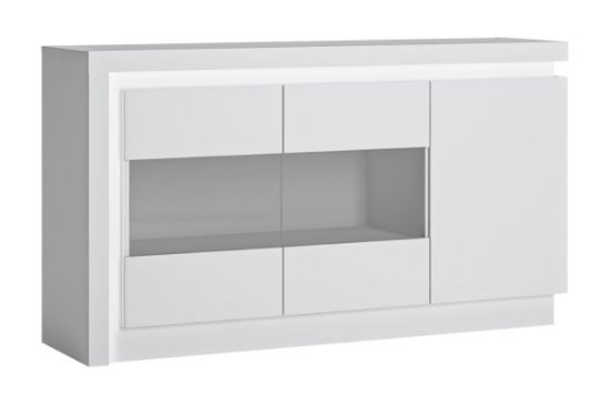 Obrazek Komoda trzydrzwiowa ze szkłem Lyon LYOK02 biały