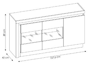 Obrazek Komoda trzydrzwiowa ze szkłem Lyon LYOK02 biały