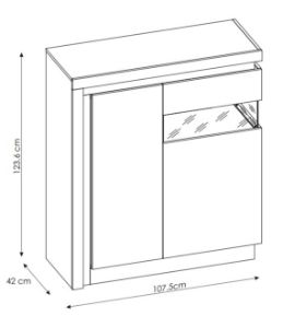 Obrazek Witryna niska dwudrzwiowa Lyon LYOV04P prawa biały