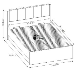Obrazek Łóżko 160 cm z podnoszonym stelażem Lyon LYOZ04 biały