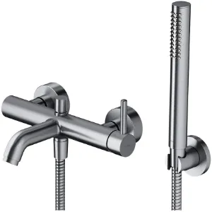 Obrazek Bateria wannowa z zestawem prysznicowym Y nikiel