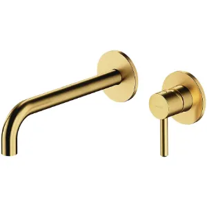 Obrazek Bateria umywalkowa podtynkowa z długą wylewką Y mosiądz szczotkowany