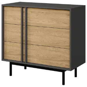 Obrazek Komoda 90 Alsy 8 Dąb Olejowany/Antracyt