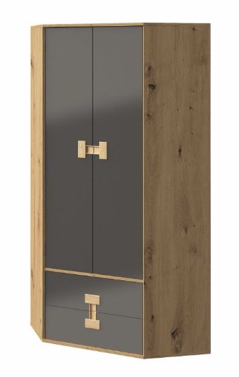 Obrazek Szafa narożna dwudrzwiowa Index 02 dąb artisan/szary połysk