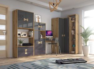 Obrazek Biurko 120 z szufladą Index 10 dąb artisan/szary połysk