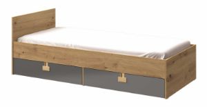 Obrazek Łóżko młodzieżowe z szufladami Index 14 dąb artisan/szary połysk