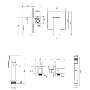 Obrazek System bidetowy podtynkowy Parma chrom