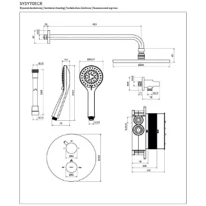 Obrazek System prysznicowy podtynkowy z baterią termostatyczną Y chrom