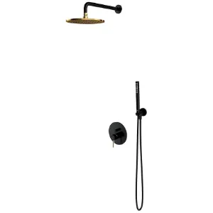Obrazek System prysznicowy podtynkowy z baterią mechaniczną Y czarny/złoty
