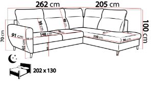 Obrazek Narożnik z funkcją spania Torro prawy beżowy