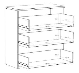 Obrazek Komoda z trzema szufladami Pozzecco EDWK212
