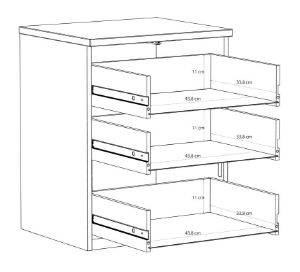 Obrazek Szafka nocna z trzema szufladami Pozzecco EDWK112