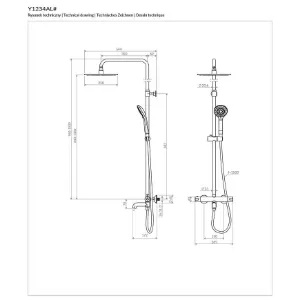Obrazek System wannowo-natryskowy z deszczownicą i baterią termostatyczną Y chrom