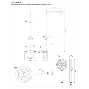 Obrazek System natryskowy z deszczownicą i baterią termostatyczną Y chrom