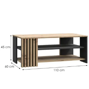 Obrazek Stolik okolicznościowy Zaandam prostokąt 60x110 artisan/czarny