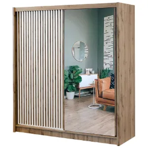 Obrazek Szafa London 203 Dąb Wotan/Biały/Lustro