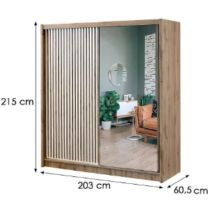 Obrazek Szafa London 203 Dąb Wotan/Biały/Lustro