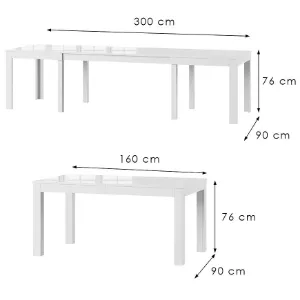 Obrazek Stół rozkładany Wenus 160/300x90cm biały hg