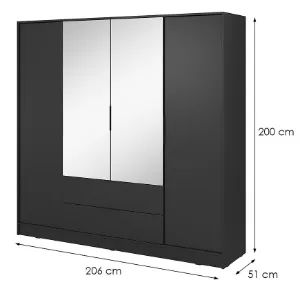 Obrazek Szafa Kelly 4D z lustrem czarny