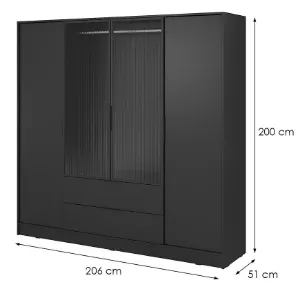 Obrazek Szafa Kelly 4D RM czarny z led