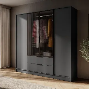 Obrazek Szafa Kelly 4D RM grafit z led