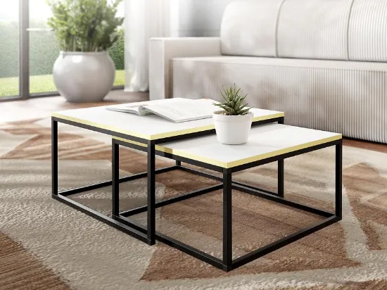 Obrazek Stolik Loftiko Biały/Złoty