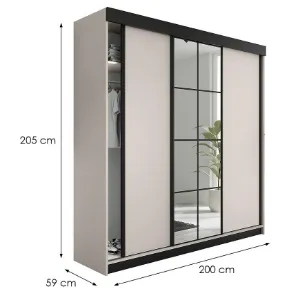 Obrazek Szafa Lamaro 200 Kaszmir + Czarne Wstawki