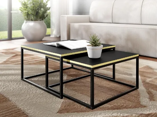 Obrazek Stolik Loftiko Czarny/Złoty