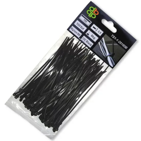 Obrazek Taśma kablowa 4,8x250mm czarna 100szt TS1148250B