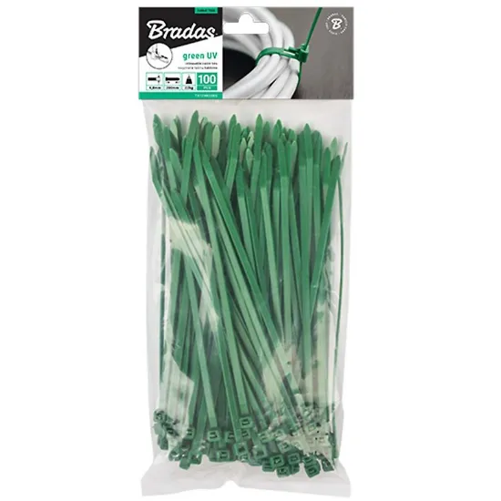 Obrazek Opaska zaciskowa rozpinana zielona 3,6x100 mm 100 szt