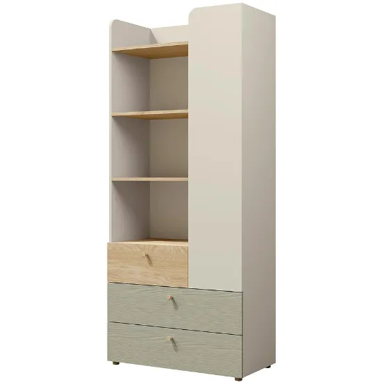 Obrazek Regał Yuki 3 Eukaliptus/Szary Beż/Dąb Olejowany