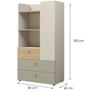 Obrazek Regał Yuki 6 Eukaliptus/Szary Beż/Dąb Olejowany