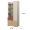 Obrazek Regał Yuki 3 Koral/Szary Beż/Dąb Olejowany