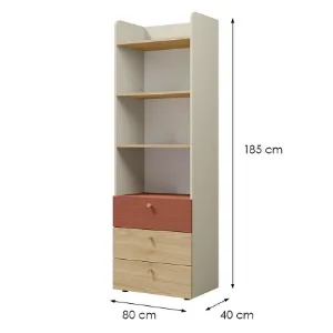 Obrazek Regał Yuki 5 Koral/Szary Beż/Dąb Olejowany