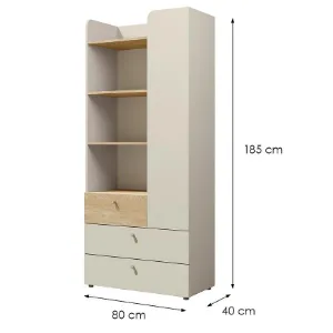 Obrazek Regał Yuki 3 Szary Beż/Dąb Olejowany