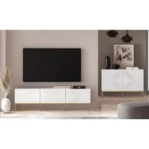 Obrazek Szafka RTV Clearing 04 biały/złota