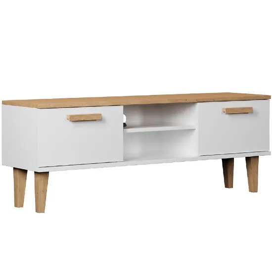 Obrazek Szafka RTV 120 Denver Biały/Hikora