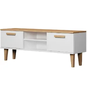 Obrazek Szafka RTV 120 Denver Biały/Hikora