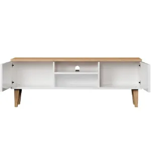 Obrazek Szafka RTV 120 Denver Biały/Hikora