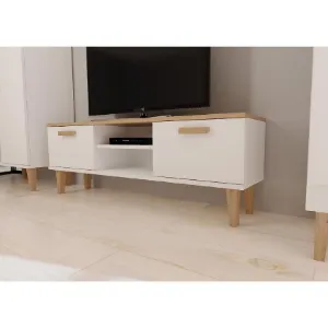 Obrazek Szafka RTV 120 Denver Biały/Hikora