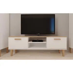 Obrazek Szafka RTV 120 Denver Biały/Hikora