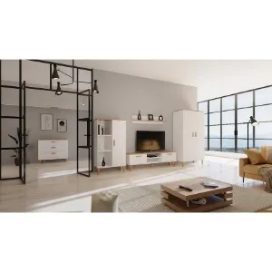 Obrazek Szafka RTV 120 Denver Biały/Hikora