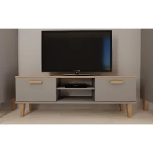 Obrazek Szafka RTV 120 Denver Szary Chinchilla/Hikora